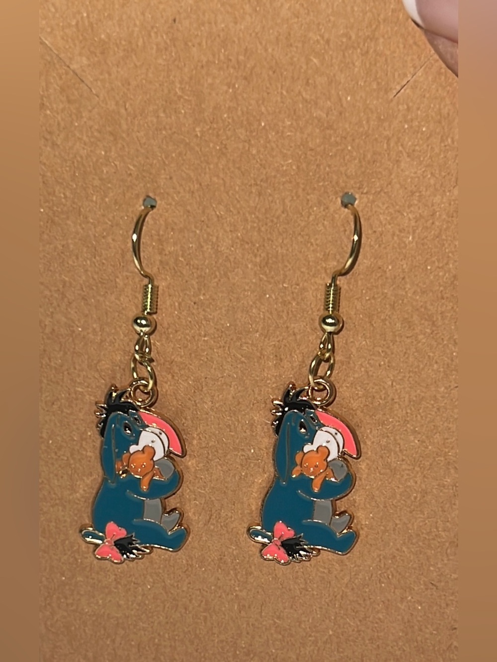 Handmade Eeyore with his Teddy Bear Dangle Earrings - NEW